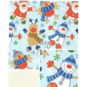 Nekupto Geschenkpapier 70 x 200 cm Weihnachten Hellblauer Schneemann, Weihnachtsmann, Rentier