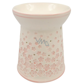 Porzellan-Aromalampe mit rosa Blümchen 13,5 cm