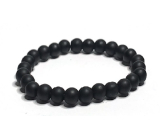 Achat schwarz matt Armband elastisch Naturstein, Kugel 8 mm / 16-17 cm, gibt Mut und Kraft
