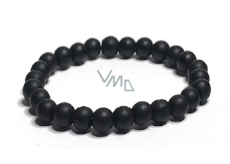Achat schwarz matt Armband elastisch Naturstein, Kugel 8 mm / 16-17 cm, gibt Mut und Kraft