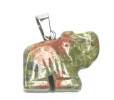 Unakit Elefant Anhänger Naturstein, handgeschliffene Figur 1,8 x 2,5 x 8 mm, Stein des persönlichen Wachstums und der Vision