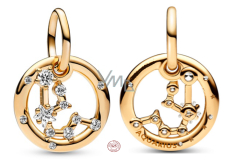 Charms Sterling Silber 925 vergoldet Sternzeichen Wassermann, Anhänger Armband