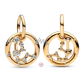 Charms Sterling Silber 925 vergoldet Sternzeichen Wassermann, Anhänger Armband