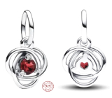 Charms Sterling Silber 925 Rot Dunkel Kreis Ewigkeit Januar, Anhänger Armband Symbol