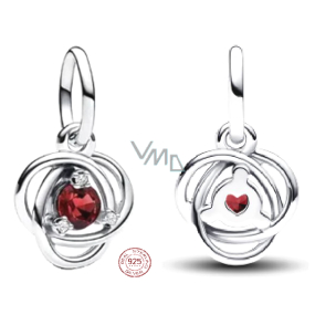Charms Sterling Silber 925 Rot Dunkel Kreis Ewigkeit Januar, Anhänger Armband Symbol Charms Sterling Silber 925 Rot Dunkel Kreis Ewigkeit Januar, Anhänger Armband Symbol