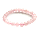 Rosenquarz Armband elastisch Naturstein, Kugel 8 mm / 16 - 17 cm, Stein der Liebe
