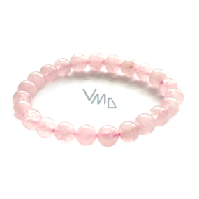 Rosenquarz Armband elastisch Naturstein, Kugel 8 mm / 16 - 17 cm, Stein der Liebe