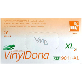 Dona Vinyl Rukavice jednorázové vinylové bezprašné, velikost XL, 100 kusů