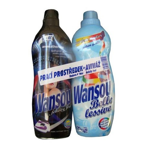 Wansou Modern & Color Flüssigwaschmittel für farbige Wäsche 2 l + Wansou Felicity Weichspüler 1 l, Duo