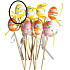 Gelbes Plastikei, Blüten 4 cm Aussparung + Spieße