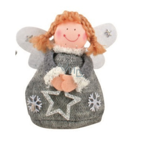 Grauer gestrickter Engel stehend 10 cm Nr. 2