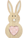 Kaninchen aus Holz mit rosa Herz 16 cm