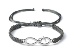 Infinity - Unendlichkeit, Glücksarmband, handgefertigtes Emblem, silberfarben verstellbar