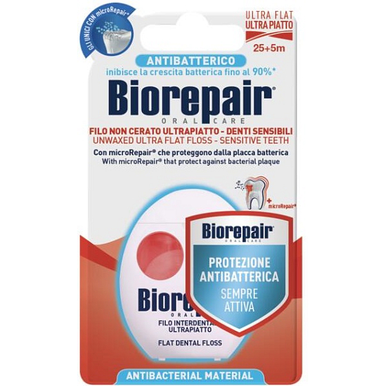 Biorepair Zahnseide Ultra Flat Unwaxed für empfindliche Zähne 30 m