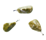 Epidot Troml-Anhänger Naturstein M, ca. 3,5 cm, Herz-Heilstein