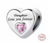 Charm Sterlingsilber 925 Tochter liebt dich für immer Herz, Perle für Armband Familie