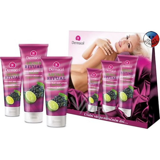 Dermacol Aroma Ritual Trauben mit Limette Anti-Stress-Körperlotion 200ml + Duschgel 250ml + Creme 100ml, Kosmetikset