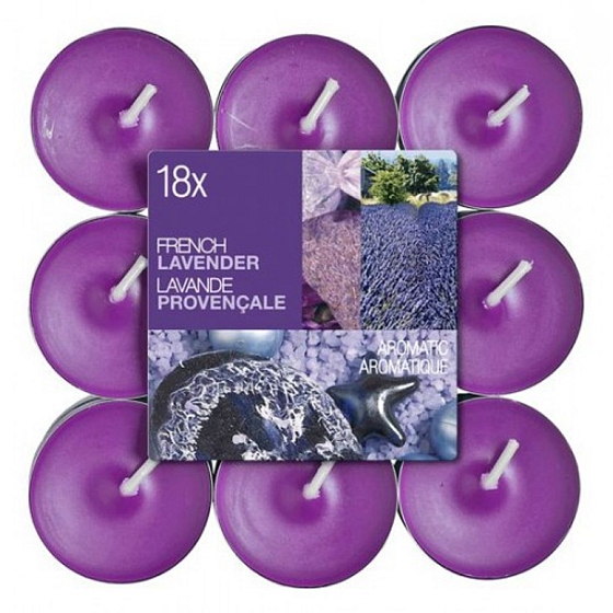 Bolsius Aromatic French Lavender - Duftkerzen French Lavender 18 Stück, Brenndauer 4 Stunden
