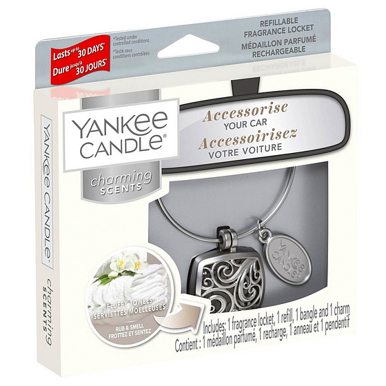 Yankee Candle Fluffy Towels - Fluffy Autodufttücher Metall Silber Etikett Charming Scents Set Quadrat 13 x 15 cm, 90 g