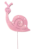 Holzschnecke 8 cm rosa + Draht
