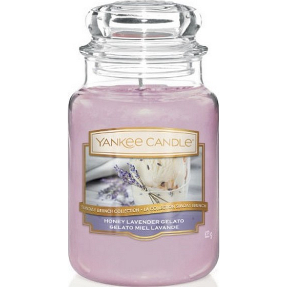 Yankee Candle Honey Lavender Gelato - Lavendeleis mit Honigduftkerze Klassisches großes Glas 623 g