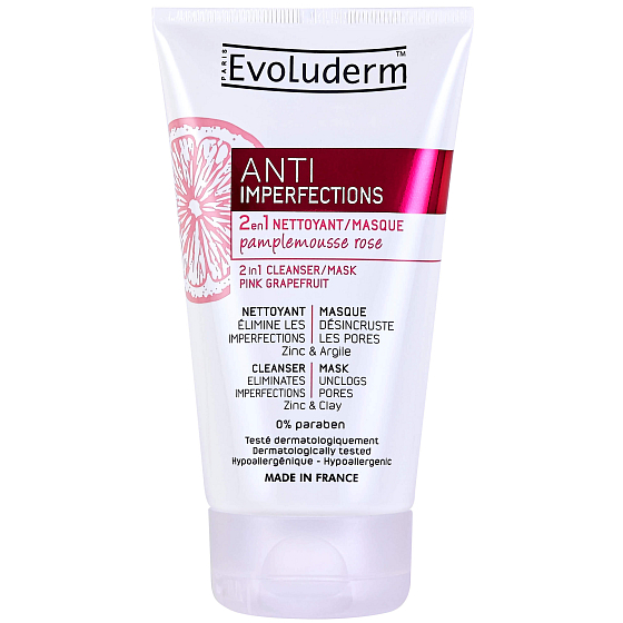 Evoluderm Anti Imperfection 2in1 Reinigungsgel - Maske für zu Akne neigende Haut 150 ml