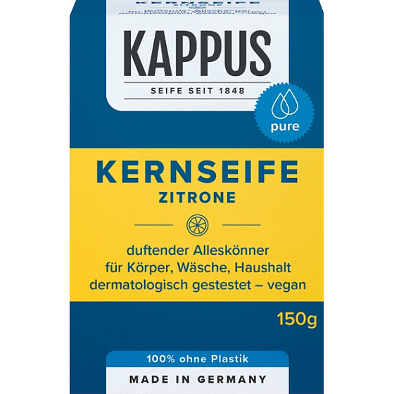 Kappus Kernseife Lemon Universal Hartseife aus natürlichen Substanzen 150 g