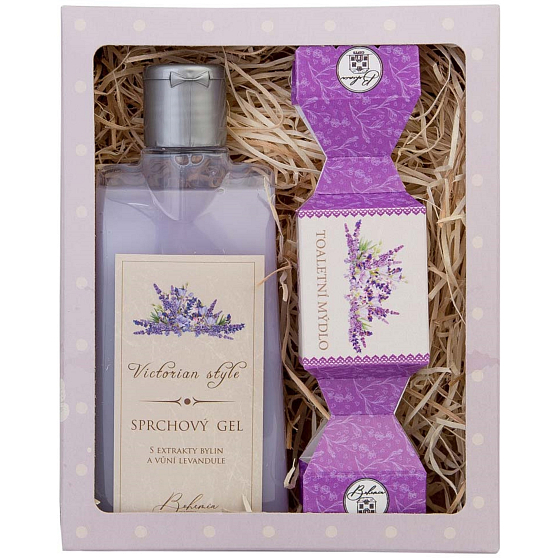 Bohemia Gifts Lavendel-Duschgel im viktorianischen Stil 200 ml + handgemachte Toilettenseife 30 g, Kosmetikset für Frauen