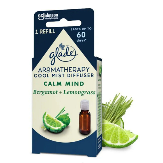 Glade Aromatherapie Cool Mist Diffuser Calm Mind Bergamotte + Zitronengras ätherisches Öl nachfüllen 17,4 ml