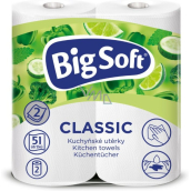 Big Soft Classic 2-lagige Küchenpapierhandtücher, 2× 51 Stück, 2 Rollen
