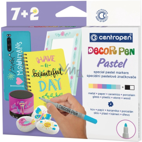 Centropen Decor Pen Pastell Spezialpastellstifte für Metall, Glas, Kunststoff, Keramik, Stein 7+2 Stück Centropen Decor Pen Pastell Spezialpastellstifte für Metall, Glas, Kunststoff, Keramik, Stein 7+2 Stück