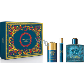 Versace Eros pour Homme Eau de Toilette 100 ml + Deodorant Stick 75 ml + Eau de Toilette 10 ml, Geschenkset für Männer