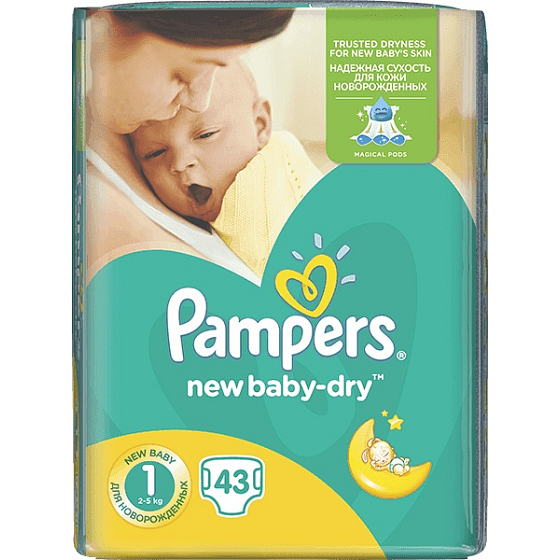 Pampers New Baby Dry 1 Neugeborene 2-5 kg Wegwerfwindeln 43 Stück