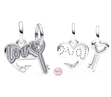 Charms Sterling Silber 925 Teilbarer Herz- und Schlüsselanhänger 2in1, Liebesarmbandanhänger