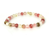 Turmalin Wassermelone mattes Armband elastischer Naturstein, Kugel 6 mm / 16 - 17 cm, Hüter der guten Laune