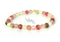 Turmalin Wassermelone mattes Armband elastischer Naturstein, Kugel 6 mm / 16 - 17 cm, Hüter der guten Laune