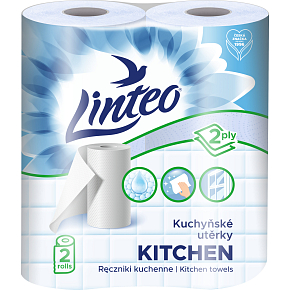 Linteo 2-lagige Küchenpapierhandtücher, 2× 10 m, 2 Rollen