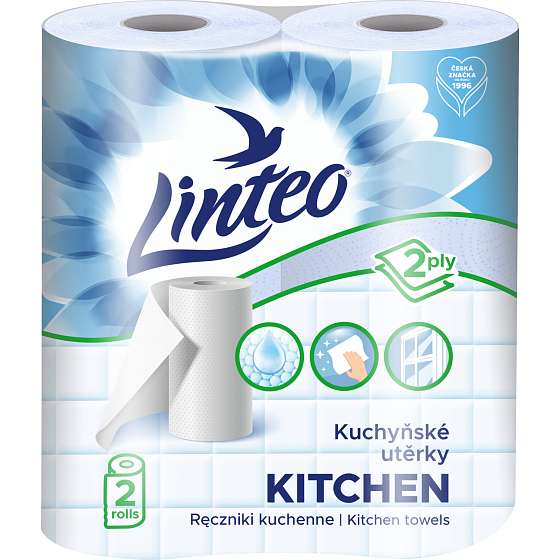 Linteo 2-lagige Küchenpapierhandtücher, 2× 10 m, 2 Rollen