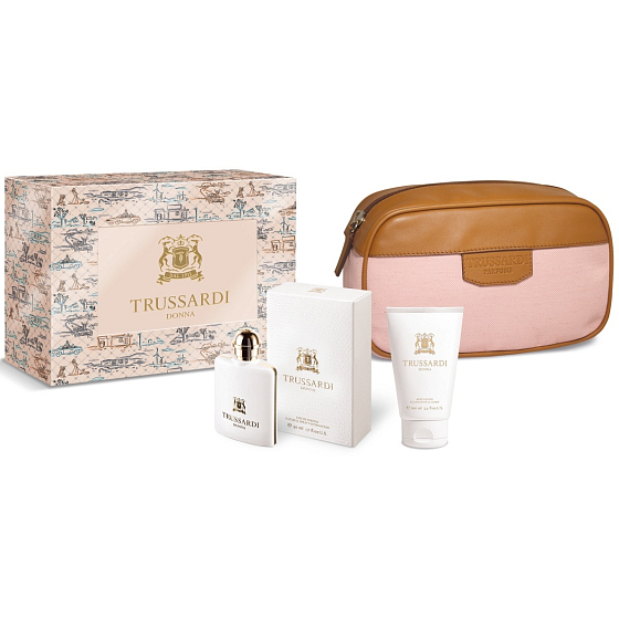Trussardi Donna parfümiertes Wasser 50 ml + Körperlotion 100 ml + Beutel, Geschenkset