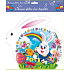 Fensterfolie ohne Kleber Osterweißhase, Hase mit Regenbogen 30 x 29 cm