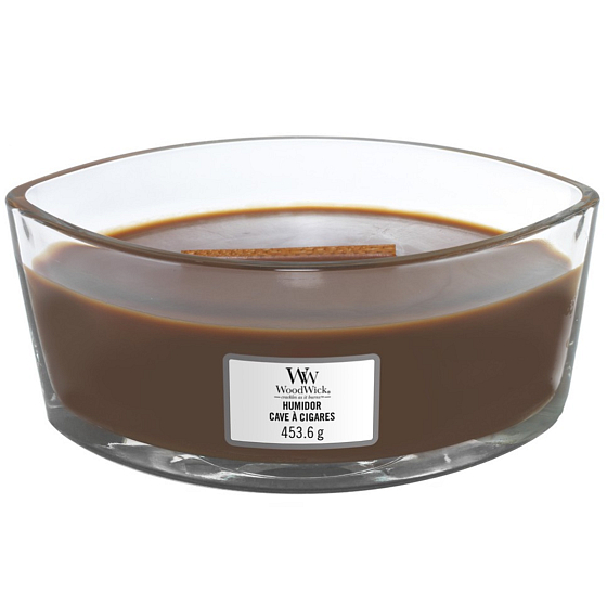 WoodWick Humidor - Duftkerze mit Zigarrenetui und breitem Holzdocht und Deckel 453 g