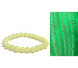 Jade Luminois Light Phosphoreszierend, gelbes Leuchten im Dunkeln, Armband elastisch Naturstein, Perle 8 mm / 16 - 17 cm