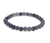 Iolith / Cordierit Armband elastischer Naturstein, Kugel 6 mm / 16 - 17 cm, Wikingerstein - Kompass