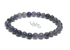Iolith / Cordierit Armband elastischer Naturstein, Kugel 6 mm / 16 - 17 cm, Wikingerstein - Kompass