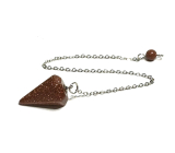 Goldstein Goldpendel 2,5 cm + 18 cm Kette mit Perle, Stein des Ehrgeizes