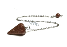Goldstein Goldpendel 2,5 cm + 18 cm Kette mit Perle, Stein des Ehrgeizes
