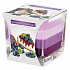 Emocio Blueberry Cheescake - Blueberry Cheesecake dreifarbige Duftkerze Glasprisma 80 x 80 mm, Brenndauer bis zu 32 Stunden