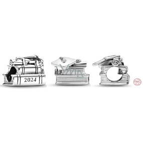 Charm Sterling Silber 925 Graduation - Graduation Kappe, Buch, Schriftrolle 2024, Armband Perle