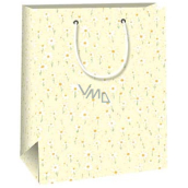 Ditipo Geschenkpapierbeutel 18 x 10 x 22,7 cm Gelb, weiße Blumen