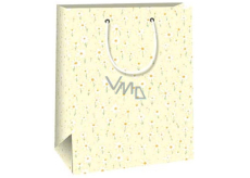 Ditipo Geschenkpapierbeutel 18 x 10 x 22,7 cm Gelb, weiße Blumen